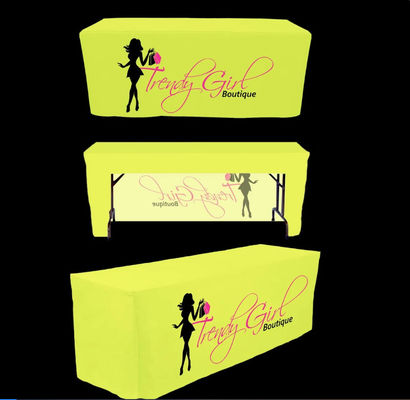 4ft 6ft Trade Show Table Throw Pameran Acara Polyester Custom Table Cloth Printing