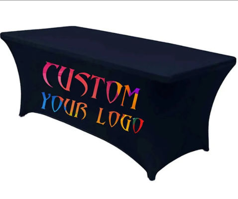4ft 6ft Trade Show Table Throw Pameran Acara Polyester Custom Table Cloth Printing