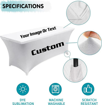 4ft 6ft Trade Show Table Throw Pameran Acara Polyester Custom Table Cloth Printing