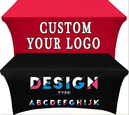 4ft 6ft Trade Show Table Throw Pameran Acara Polyester Custom Table Cloth Printing