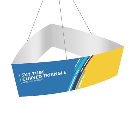144in Portable Trade Show Circle Hanging Sign Struktur Tanda Spanduk Segitiga Melengkung